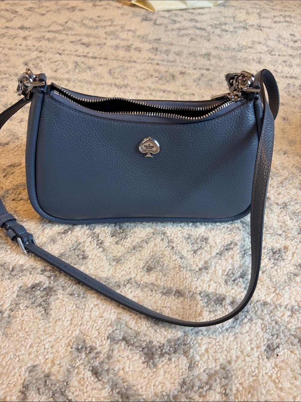 kate spade Pebbled Leather Crossbody in Slate Blue